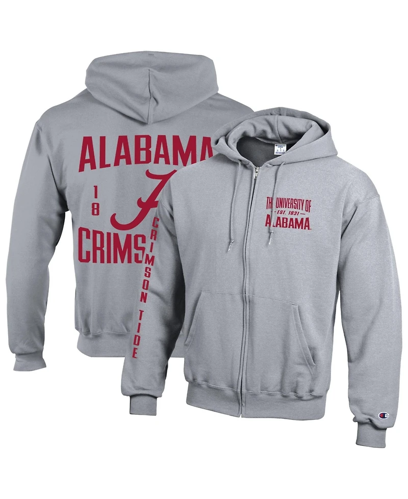 Champion Men's Gray Alabama Crimson Tide Varsity Power blend Full-Zip Fleece Hoodie