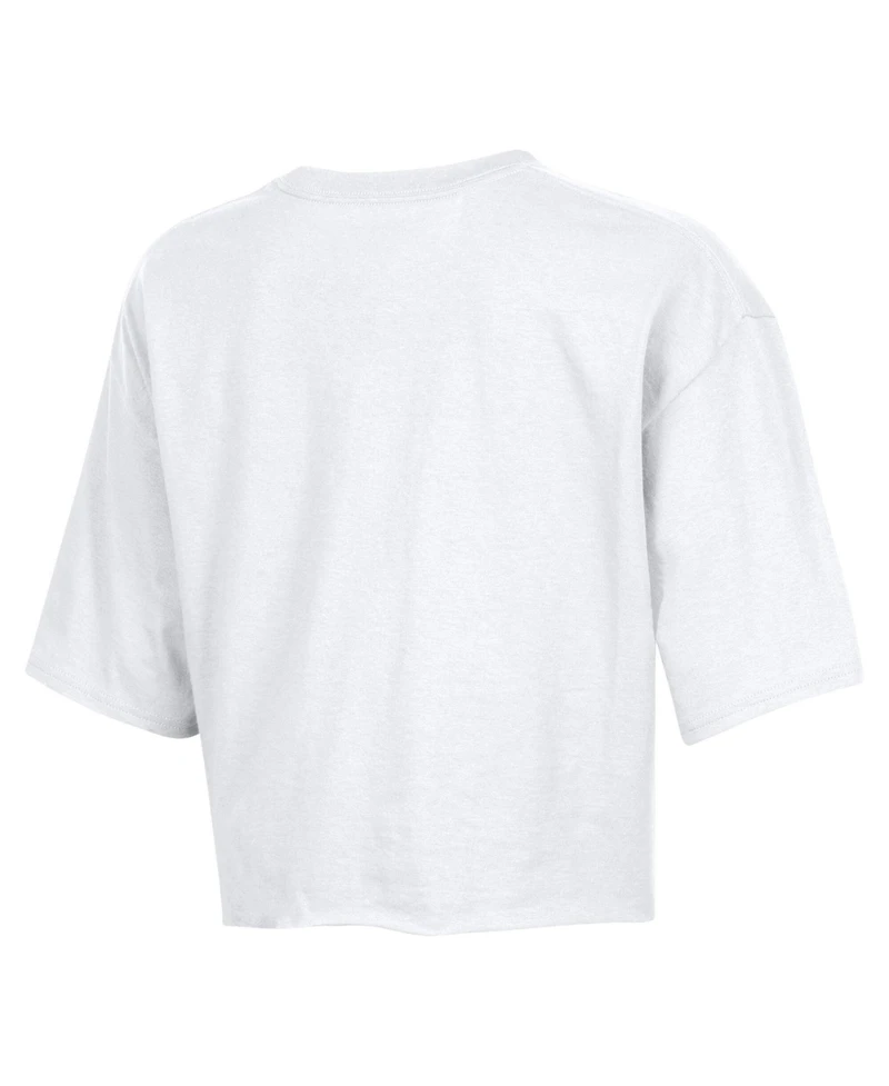 Champion Women's White Los Angeles Rams Boyfriend Cropped T-Shirt