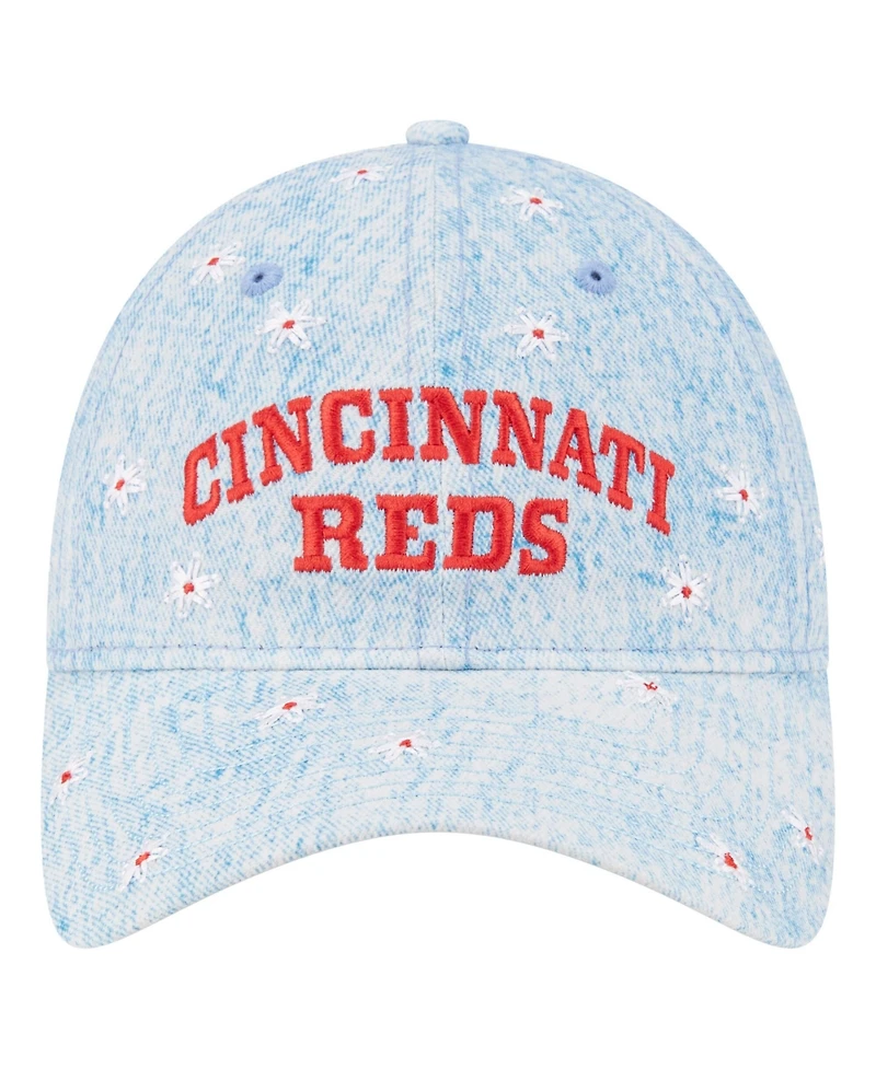 New Era Women's Light Blue Cincinnati Reds Daisy All Over 9TWENTY Adjustable Hat