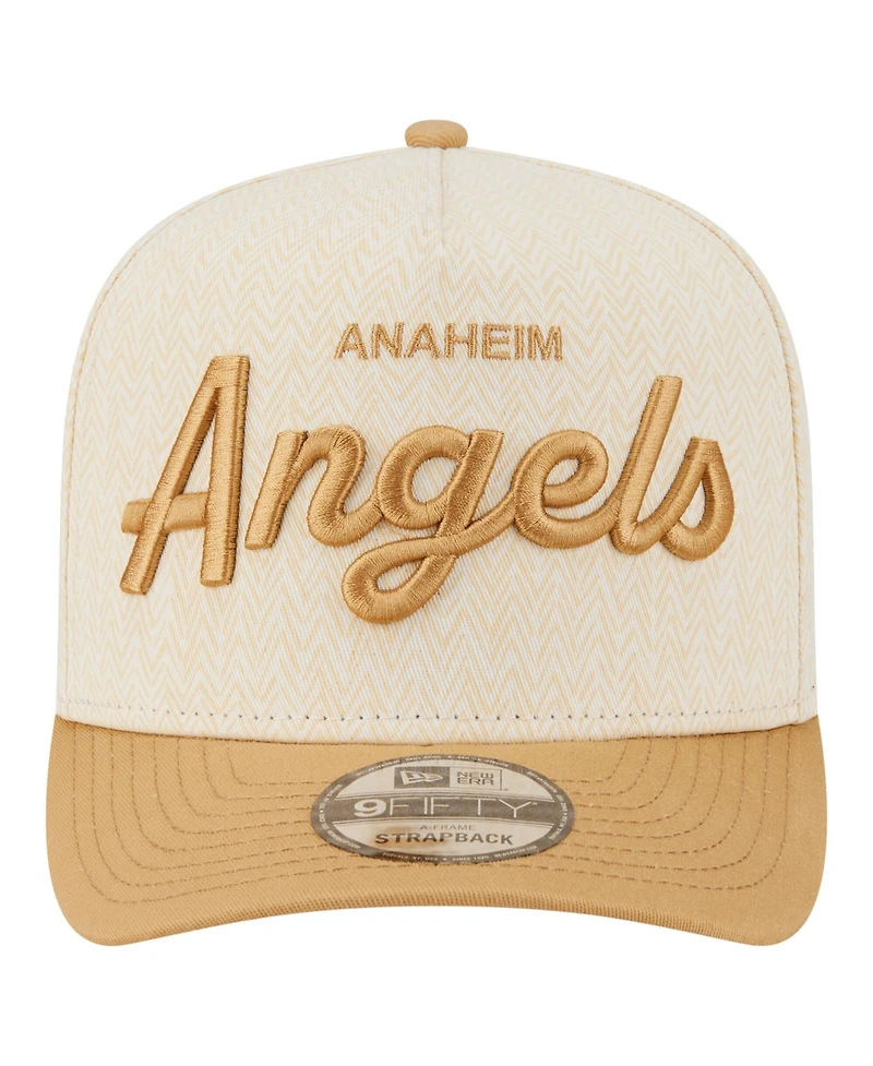 New Era Men's Cream Los Angeles Angels Herringbone 9FIFTY A-Frame Snapback Hat