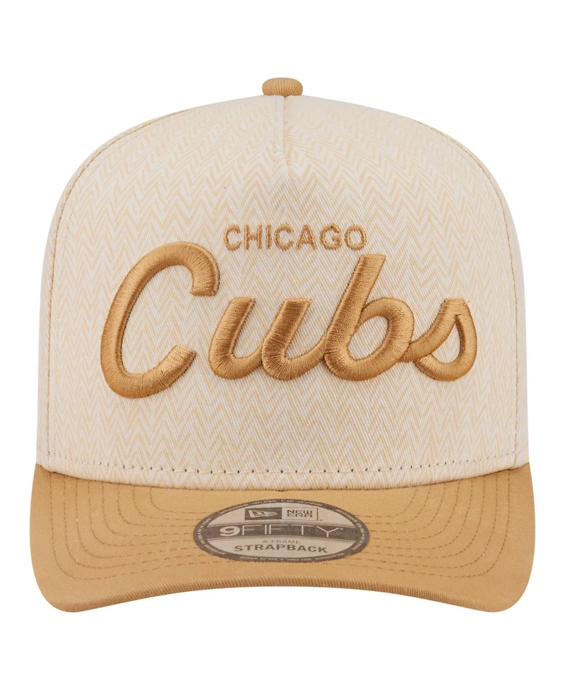 New Era Men's Cream Chicago Cubs Herringbone 9FIFTY A-Frame Snapback Hat