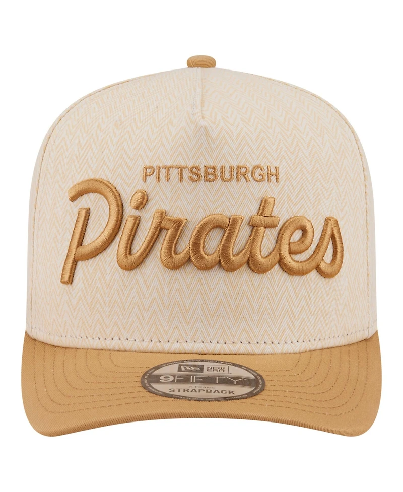 New Era Men's Cream Pittsburgh Pirates Herringbone 9FIFTY A-Frame Snapback Hat