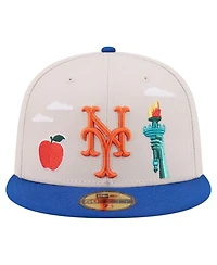 New Era Men's Khaki York Mets City Icon 59FIFTY Fitted Hat