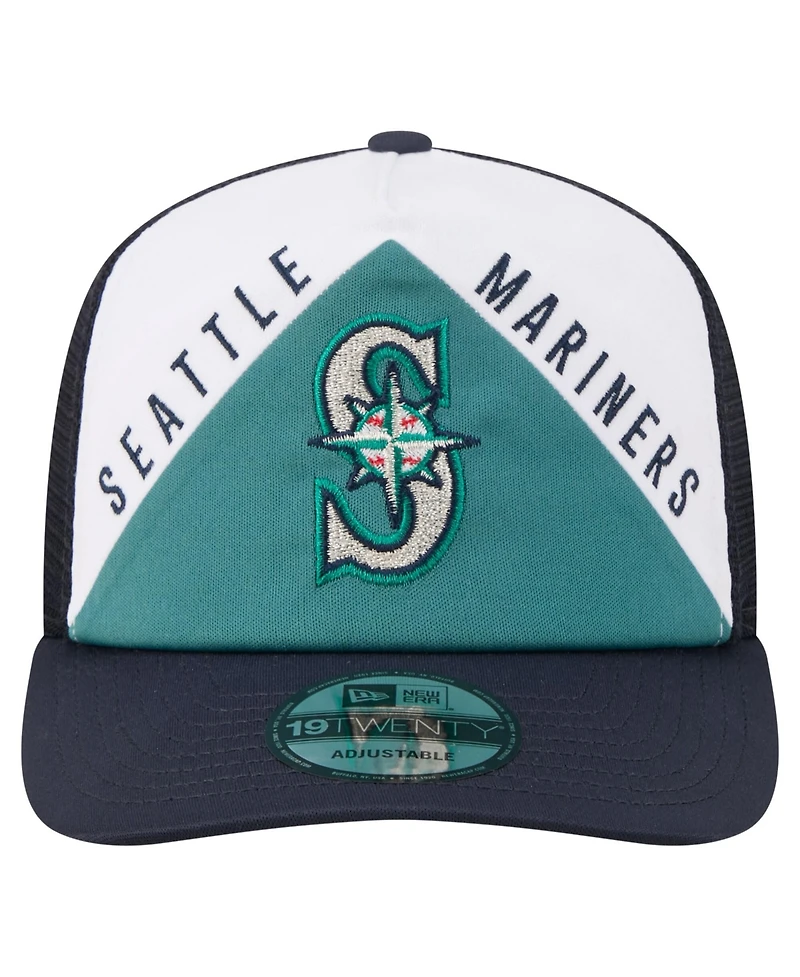 New Era Men's White, Navy Seattle Mariners Retro Cut 19TWENTY Adjustable Trucker Hat