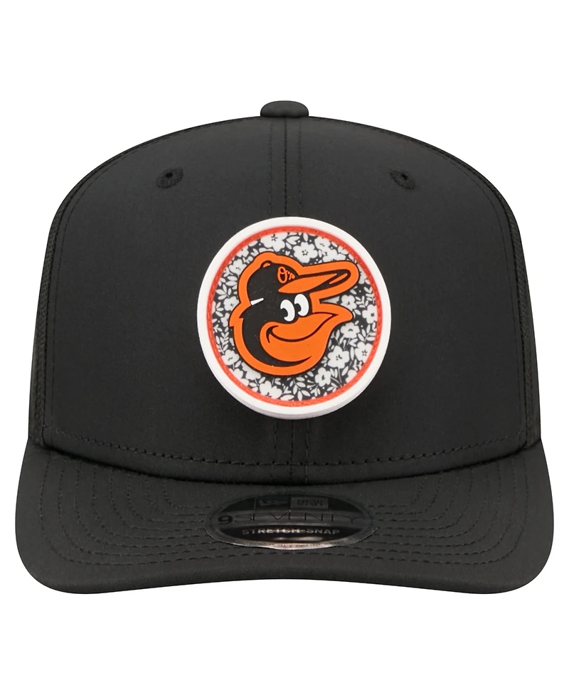 New Era Men's Black Baltimore Orioles Floral Patch 9SEVENTY Adjustable Hat