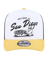New Era Men's White, Gold San Diego Padres Foodie A-Frame 9FIFTY Trucker Snapback Hat