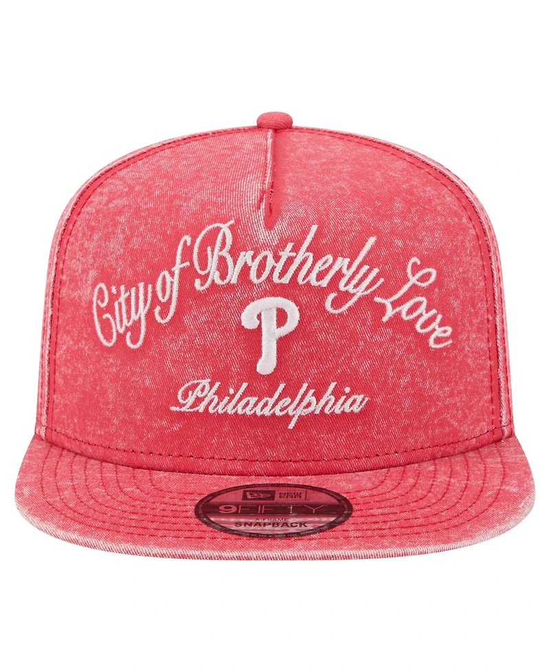 New Era Men's Red Philadelphia Phillies City Slogan A-Frame 9FIFTY Snapback Hat