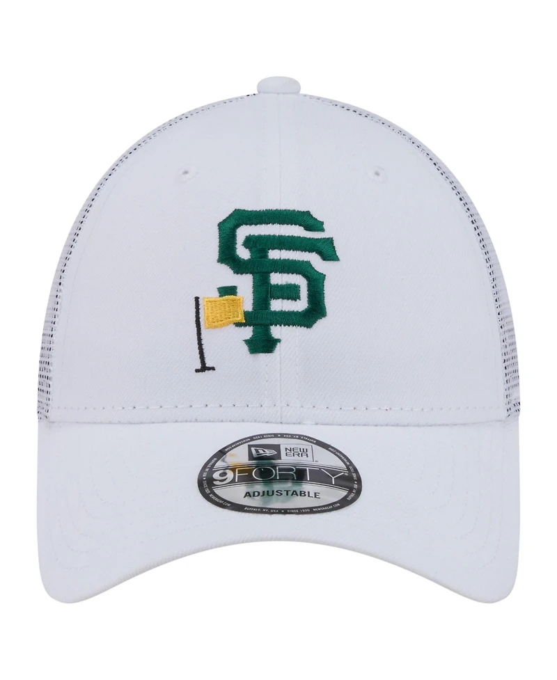 New Era Men's White San Francisco Giants Flag 9FORTY Trucker Adjustable Hat