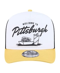 New Era Men's White, Gold Pittsburgh Pirates Foodie A-Frame 9FIFTY Trucker Snapback Hat
