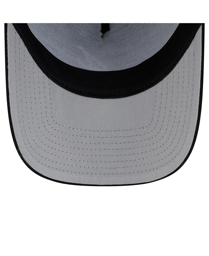 New Era Men's Black Atlanta Braves Side Script 9FORTY A-Frame Trucker Adjustable Hat