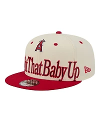 New Era Men's Cream Los Angeles Angels Oversized Slogan 9FIFTY Snapback Hat