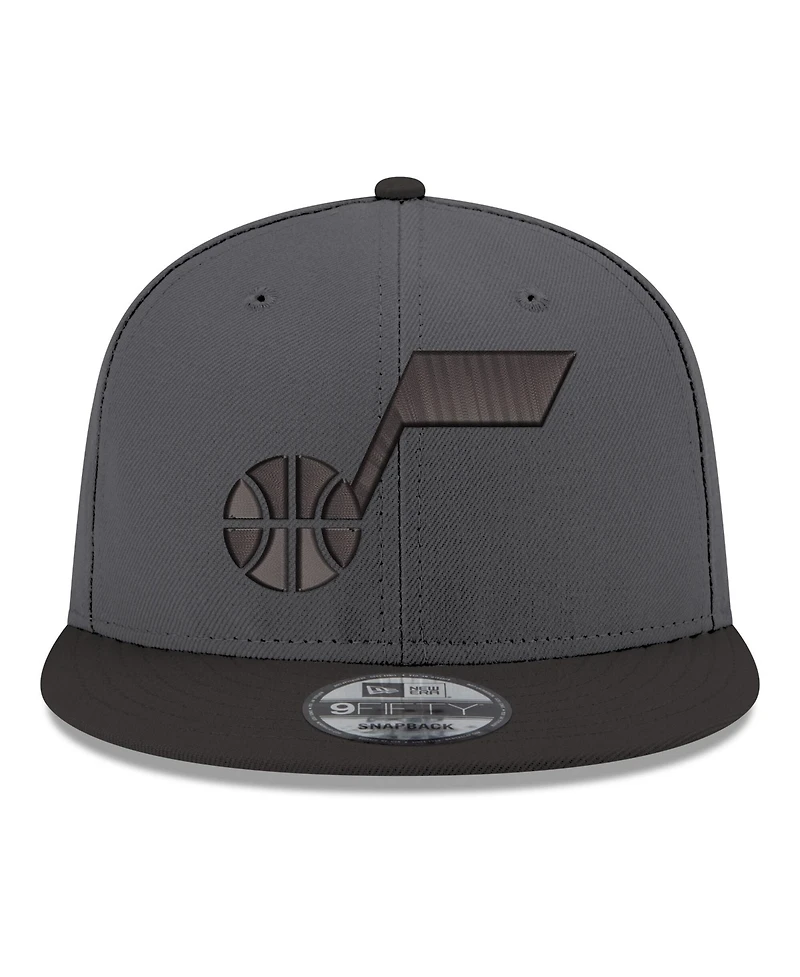New Era Men's Gray, Black Utah Jazz Logo 2-Tone 9FIFTY Snapback Hat