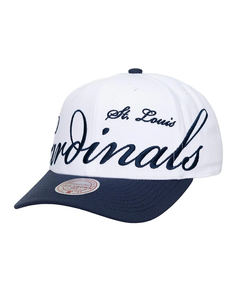 Mitchell & Ness Men's and Women's White, Navy St. Louis Cardinals Xl Script Pro Crown Adjustable Hat
