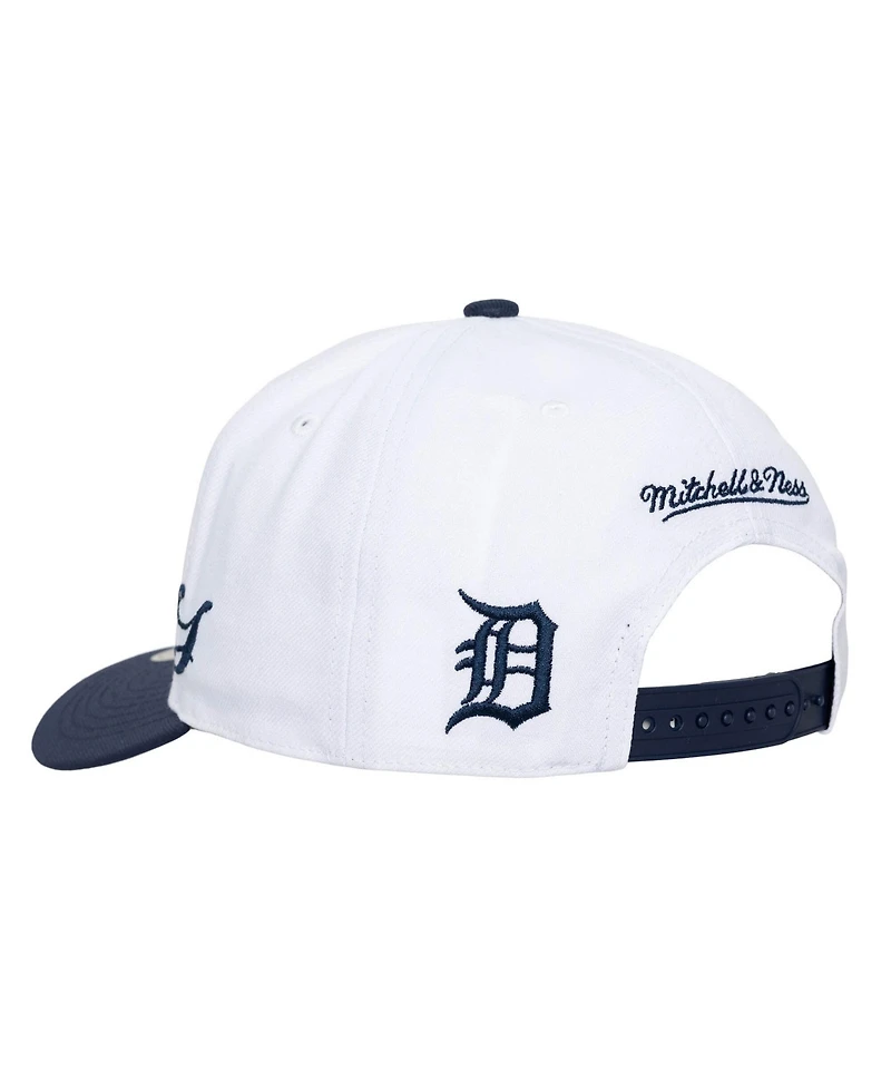 Mitchell & Ness Men's and Women's White, Navy Detroit Tigers Xl Script Pro Crown Adjustable Hat