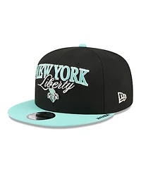 New Era Men's and Women's Black, Mint New York Liberty Wnba Tip-Off 2026 Metal Badge A-Frame 9FIFTY Snapback Hat