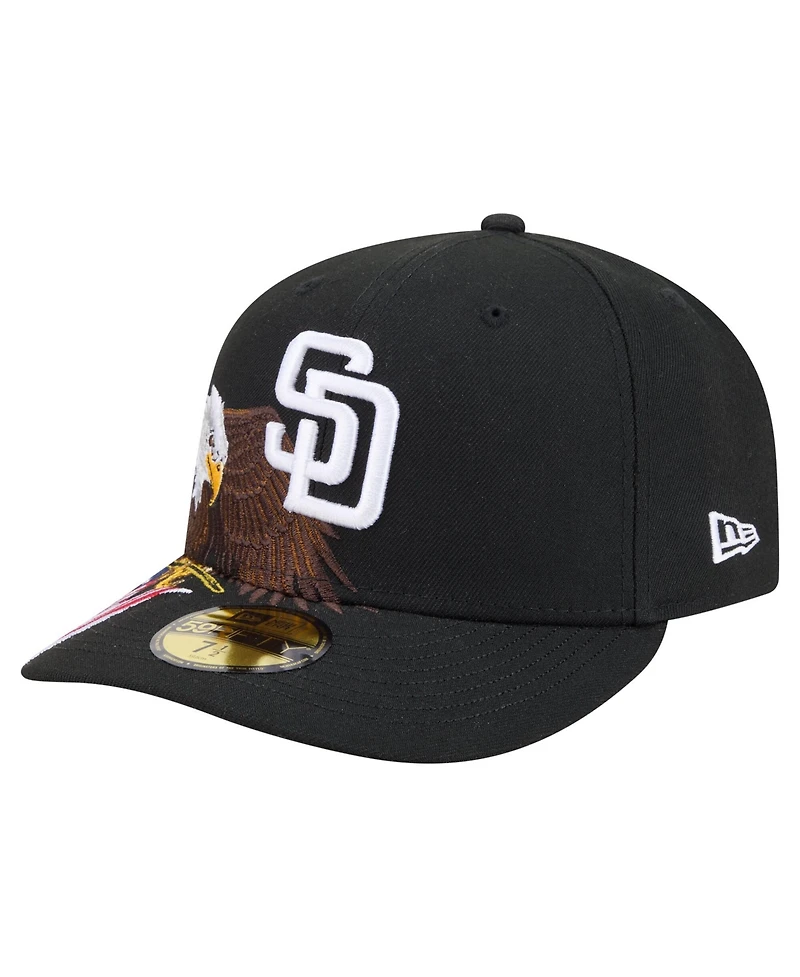 New Era Men's Black San Diego Padres Americana Bald Eagle Pre-Curved 59FIFTY Fitted Hat