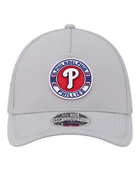 New Era Men's Gray Philadelphia Phillies Patch 39THIRTY A-Frame M-Crown Perforated Flex Hat