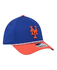 New Era Men's Royal, Orange York Mets Rope M-Crown A-Frame 39THIRTY Flex Hat