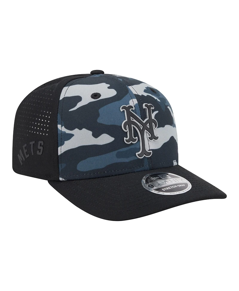 New Era Men's Black New York Mets Tonal Camo 9SEVENTY Stretch-Snap Hat