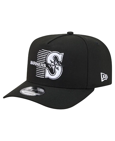 New Era Men's Black Seattle Mariners Motion A-Frame 9FIFTY Snapback Hat