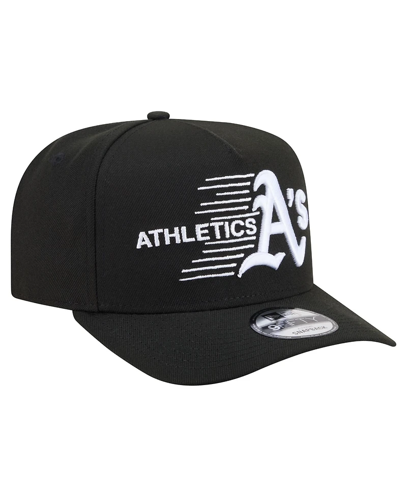 New Era Men's Black Athletics Motion A-Frame 9FIFTY Snapback Hat