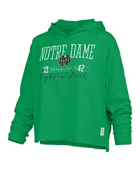 Pressbox Women's Green Notre Dame Fighting Irish Castillo Slub Waist Length Long Sleeve Hooded T-Shirt