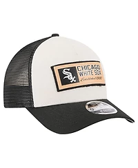 New Era Men's Stone, Black Chicago White Sox Text A-Frame Trucker 9FORTY Hat