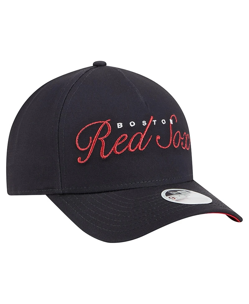 New Era Women's Navy Boston Red Sox Metallic A-Frame 9FORTY Adjustable Hat