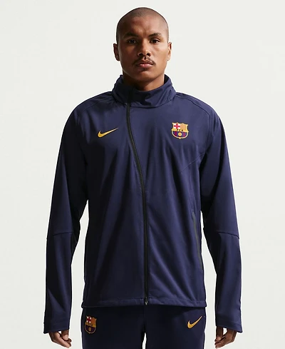 Nike Men's Blue Barcelona Strike Shield Full-Zip Hooded Rain Jacket