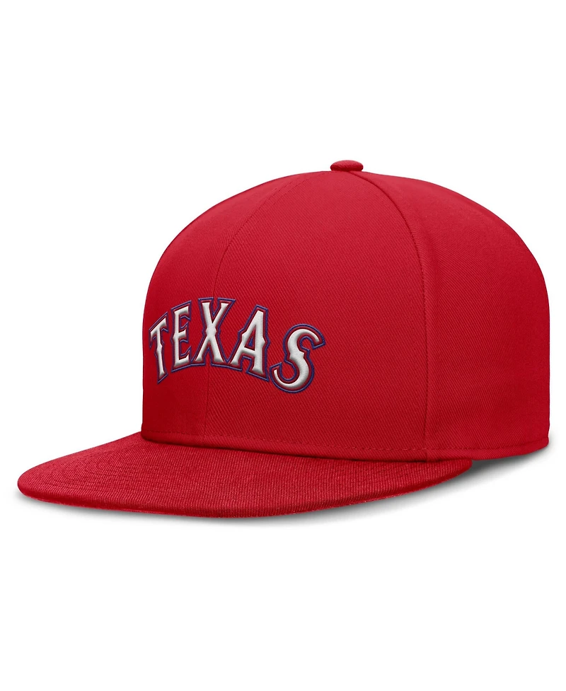 Nike Men's Red Texas Rangers Wordmark Dri-fit Round Bill True Fitted Hat