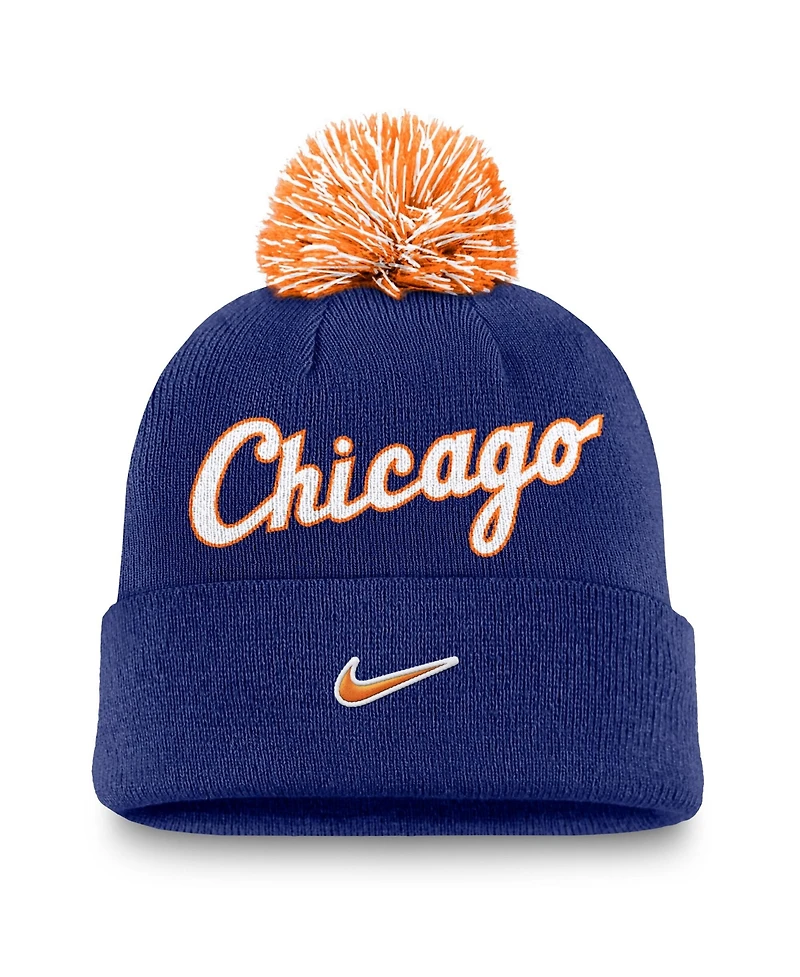 Nike Men's Royal Chicago White Sox Peak Cuffed Knit with Pom Hat