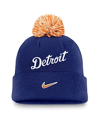 Nike Men's Royal Detroit Tigers Peak Cuffed Knit with Pom Hat