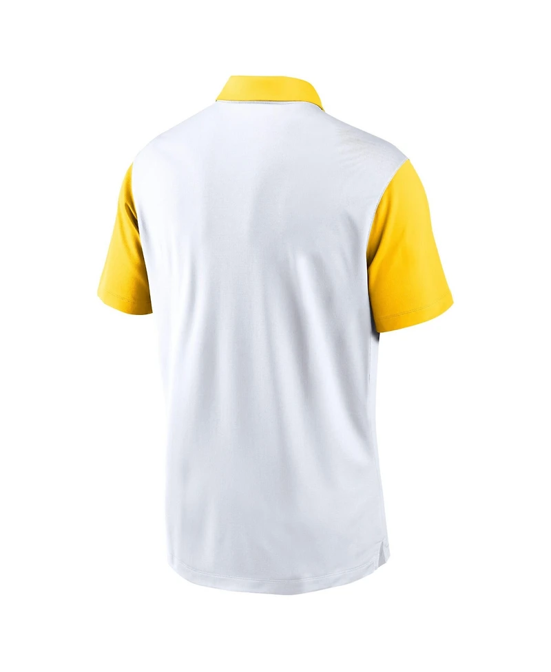 Jordan Men's White, Maize Michigan Wolverines Athletic Prep Alt Logo Vapor Dri-fit Polo Shirt