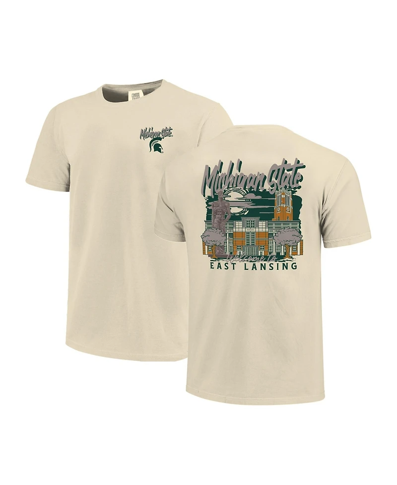 Image One Men's Natural Michigan State Spartans Comfort Colors Hand-Drawn Campus Stack T-Shirt