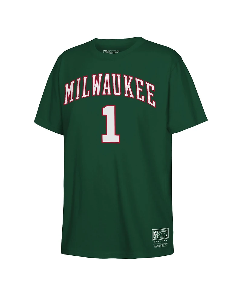 Mitchell & Ness Big Boys and Girls Oscar Robertson Hunter Green Milwaukee Bucks Hardwood Classics Name Number T-Shirt