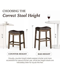 Maven Lane Adrien Saddle Counter Stool Reclaimed Oak Finish w/ Ash Grey Fabric Upholstery