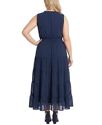 Ny Collection Plus Sleeveless Tiered Swiss Dot Maxi Dress