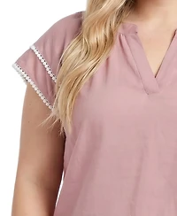 Ny Collection Plus Double-layer V-Neck Top