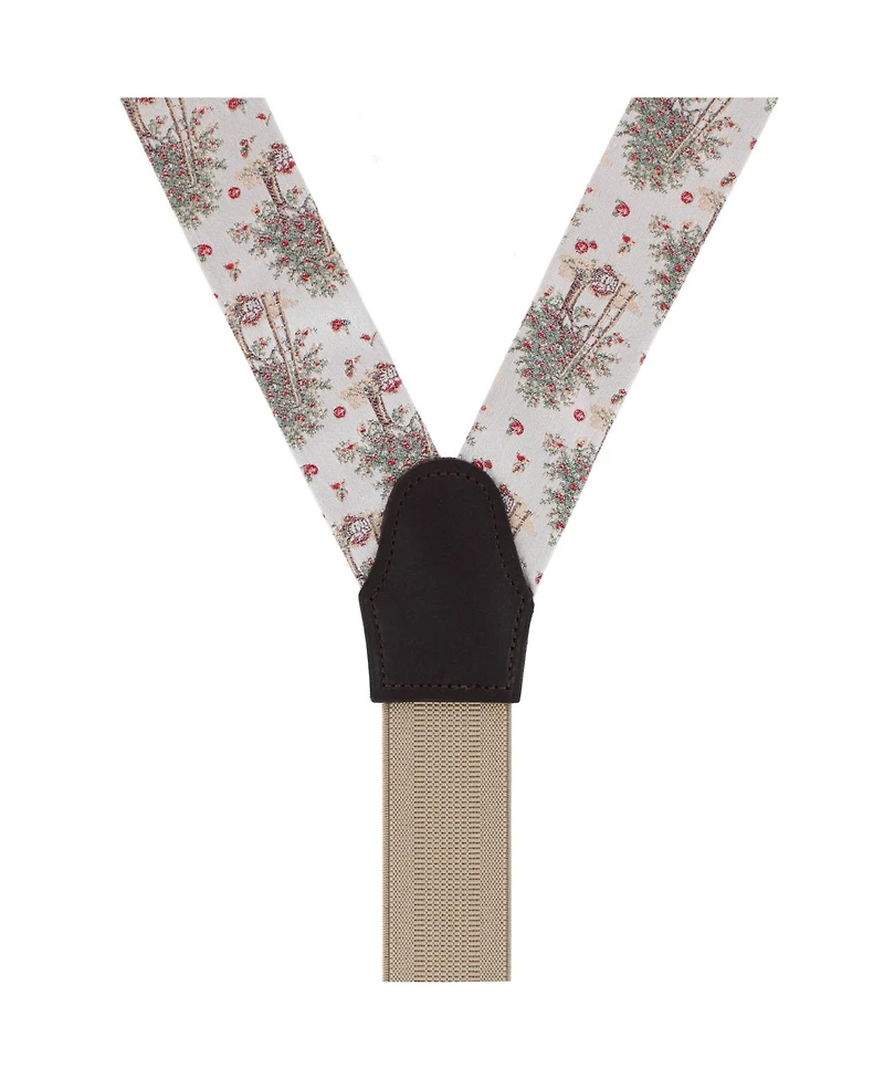 Trafalgar Men's Fall Apple Orchard Silk Novelty Button End Suspenders