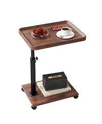 homfan C-Shaped End Table – Adjustable Height 360degree(s) Swivel Tv Tray, Couch Table with Wheels Slides Under Sofa for Eating or Work