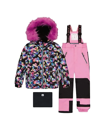 Deux par Toddler Girls Two Piece Play Snowsuit Heart Print with Pants