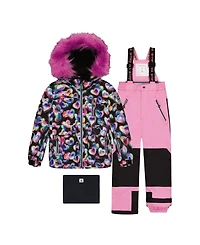 Deux par Toddler Girls Two Piece Play Snowsuit Heart Print with Pants