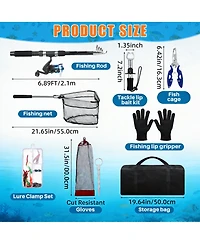 Aofar 6.89ft Telescopic Fishing Rod Reel Combo Collapsible Kit