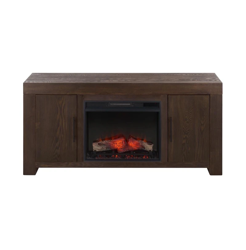 Augusta Home Senir 2 Cabinet Oak Tv Stand and Fireplace