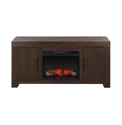 Augusta Home Senir 2 Cabinet Oak Tv Stand and Fireplace