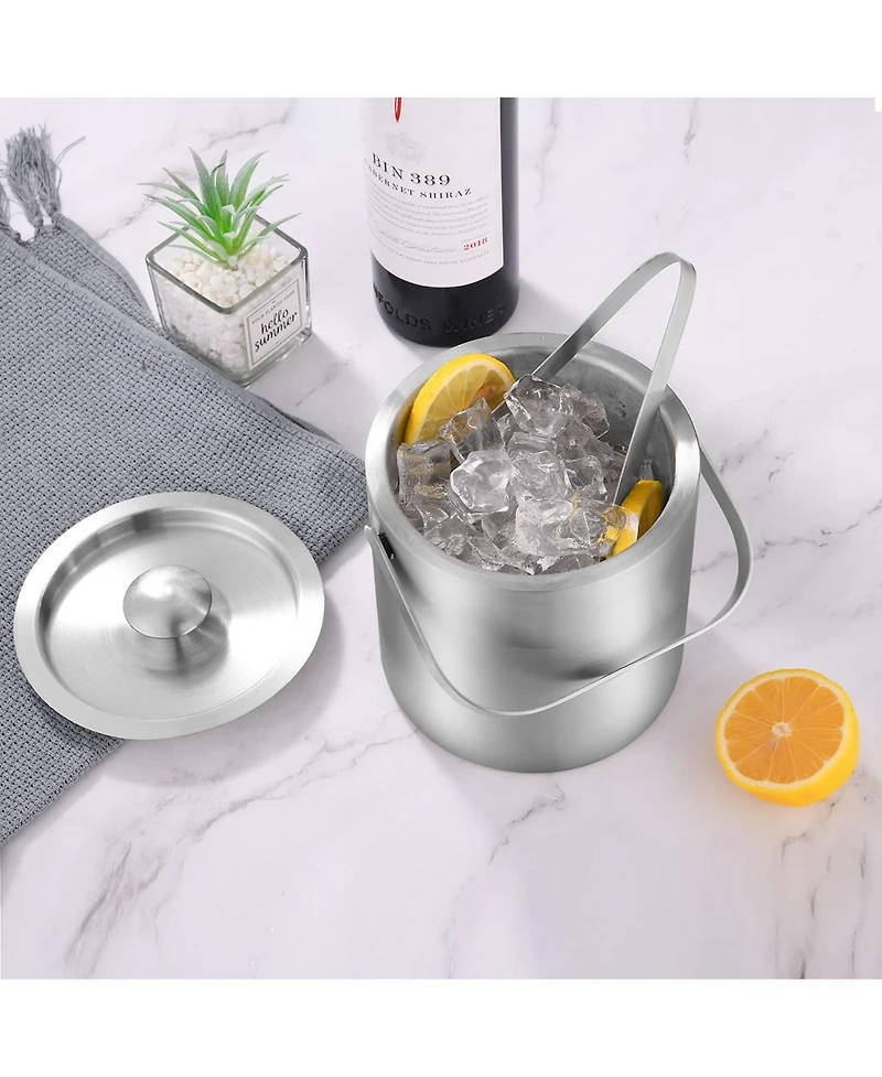 Piscifun Stainless Steel Double Wall Insulated Mini Ice Bucket with Scoop 1.3 Liter for Party Camping