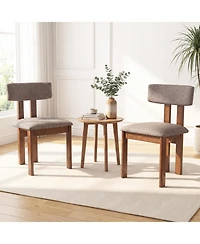 Slickblue Set of 2 Dining Chairs Upholstered Rubber Wood Frame Curved Back