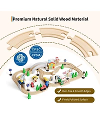 homfan 84-Piece Wooden Train Table with Storage