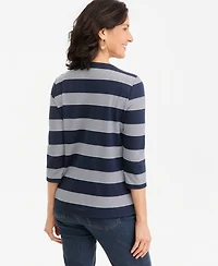 Style & Co Women's Printed 3/4-Sleeve Henley Top, Macy's Exclusive