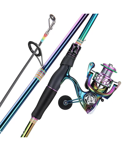 Aofar 1.8/5'10'' Spinning Fishing Reel Rod Combo Two Pieces Portable Gear Trout